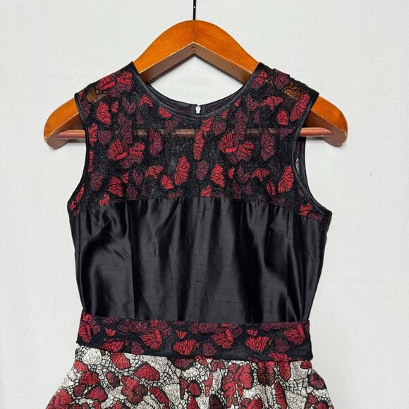 Vintage Y2K RODARTE Black Red Butterfly Embroidered Silk Blend Cocktail Dress - Picture 3 of 17